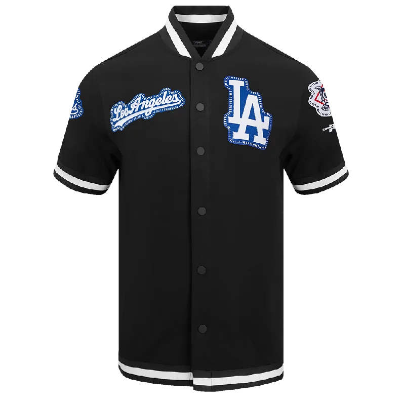 MLB LOS ANGELES DODGERS DIY PICK STITCH MEN'S DK SS JACKET (BLACK)