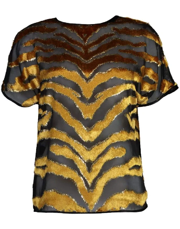 Tiger Burnout Velvet Dolman Top