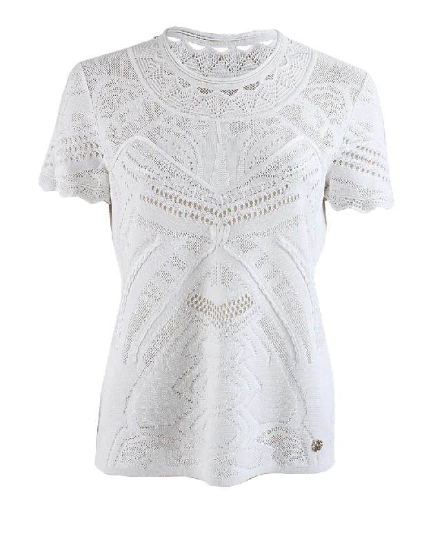 Short Sleeve Lace and Crochet Pullover