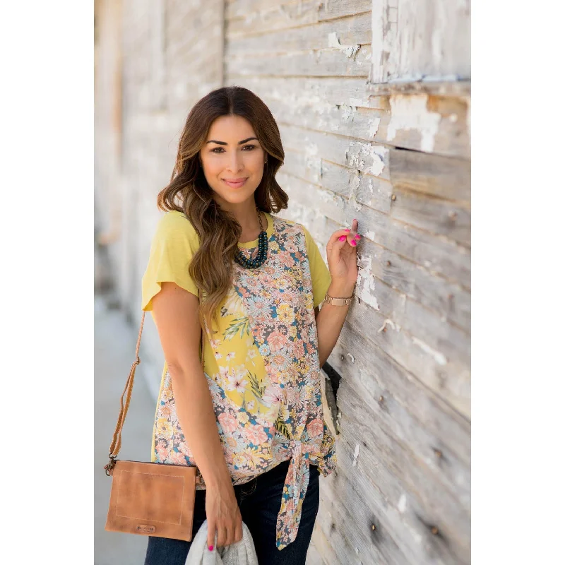 Floral Bouquet Bottom Knot Blouse