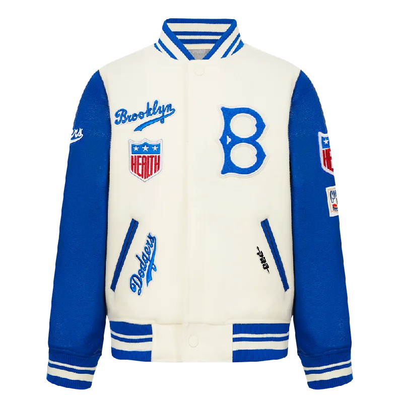 BROOKLYN DODGERS RETRO CLASSIC LITTLE BOYS RIB WOOL VARSITY JACKET (EGGSHELL/ROYAL BLUE)