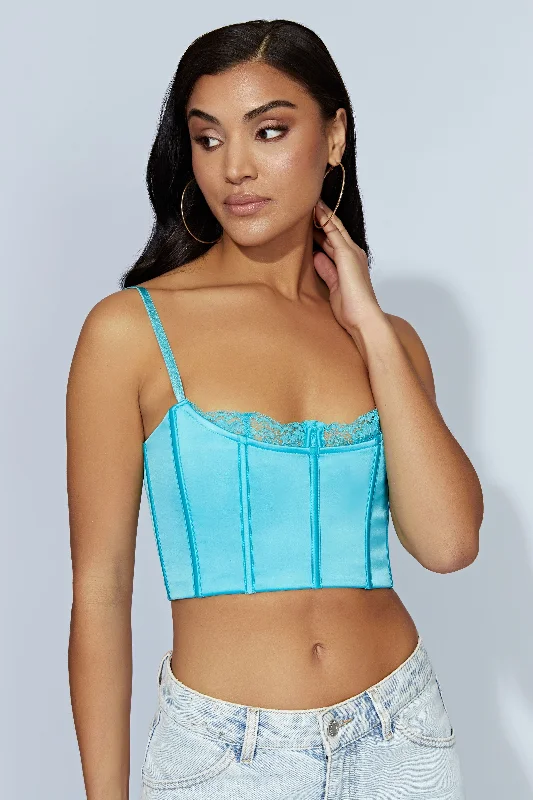 Lake Lace Cami Crop Top - Aquamarine