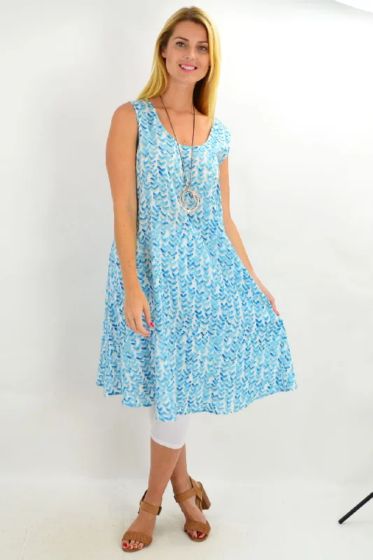 Blue Boomerang A line Shift Tunic Dress