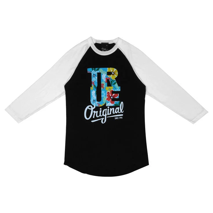 Womens True Floral Raglan T-Shirt Black