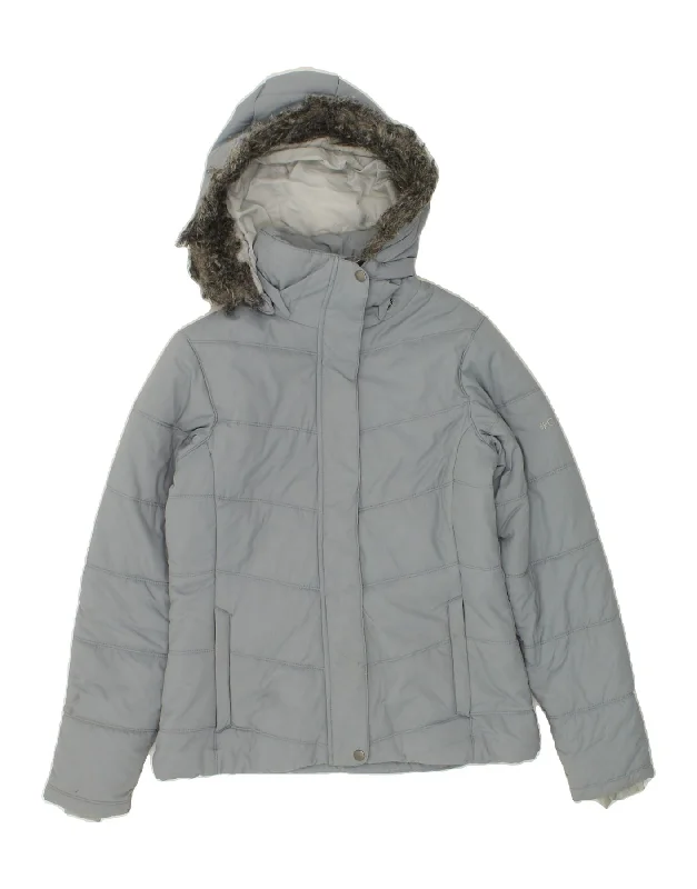 COLUMBIA Womens Hooded Padded Jacket UK 10 Small Grey Nylon