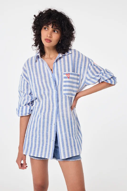 Blue and White Stripe Oversized Shirt